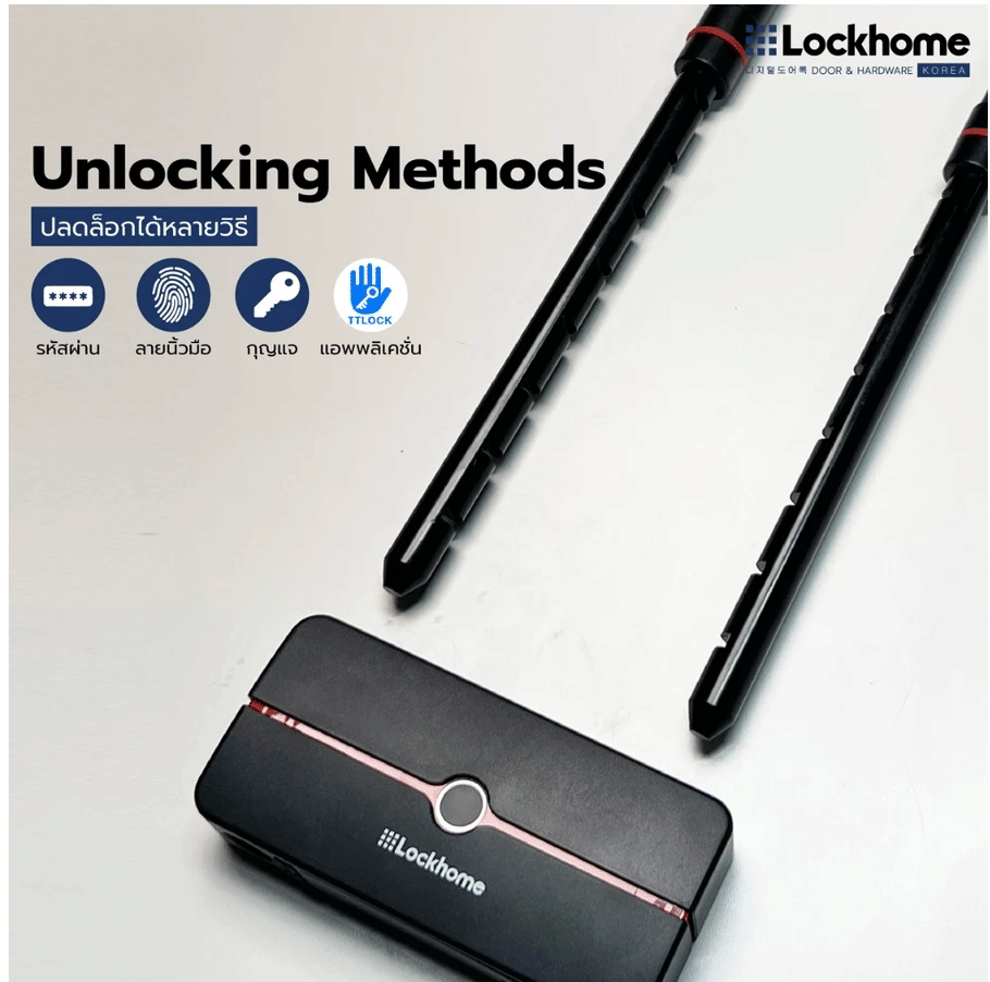 กุญแจจักรยาน แบบสแกนลายนิ้วมือ LOCKHOME รุ่น LH685 ปลดล็อกผ่านบลูทูธ กันน้ำ IP67